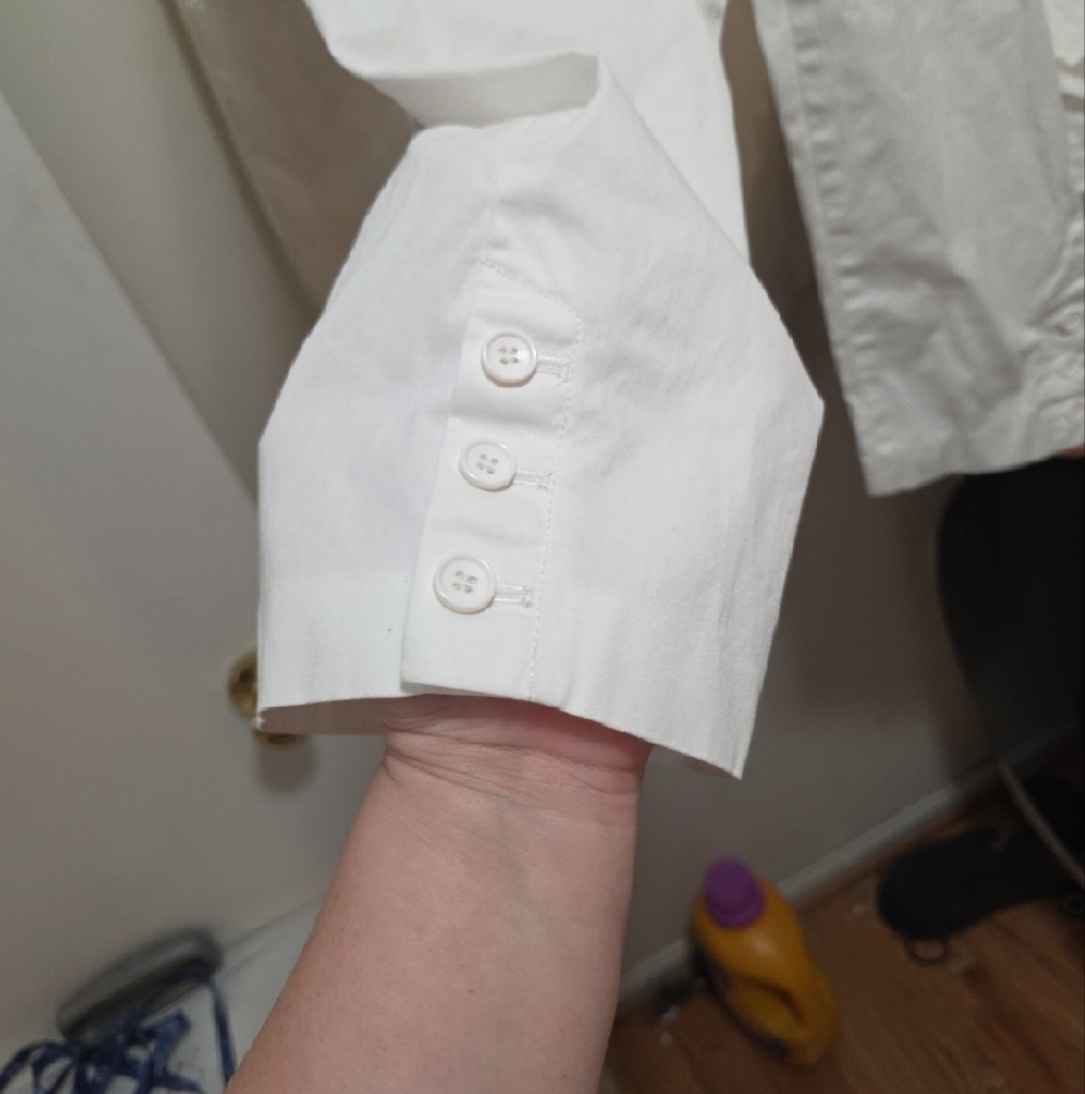 Talbots White Cropped Button Hem Pants - Picture 3 of 6